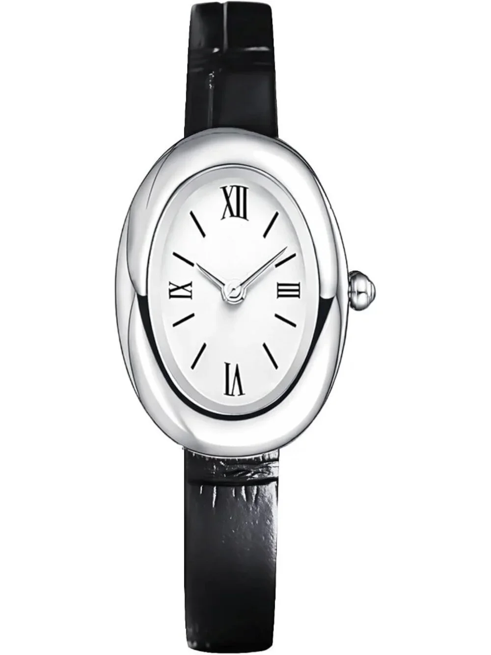 Women's Silver Black Analog Quartz Elegant Dial Bangle Vintage Bracelet Watch